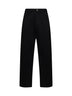 Black unbrushed cotton trousers with logo