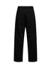 Black unbrushed cotton trousers with logo