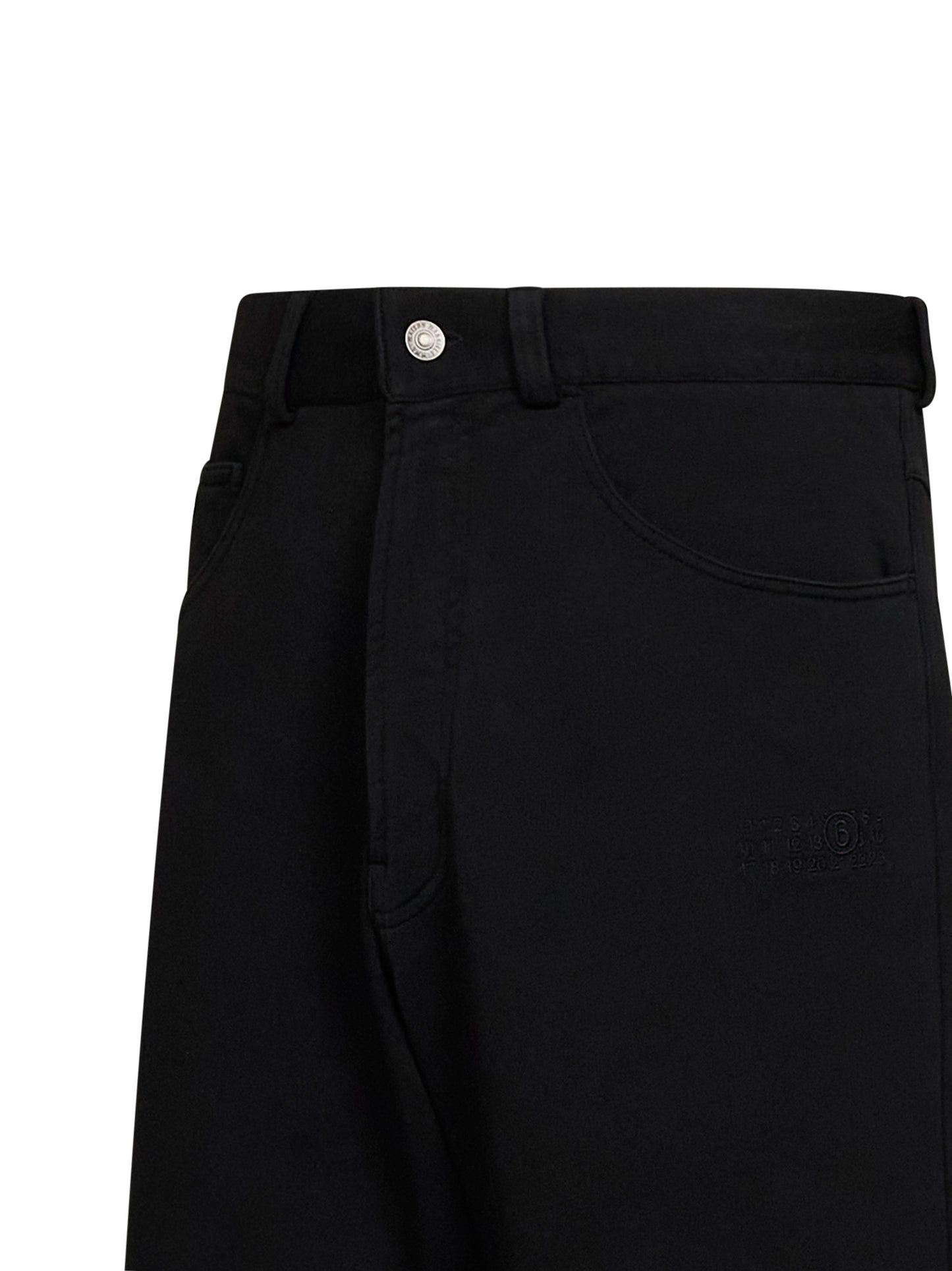 Black unbrushed cotton trousers with logo