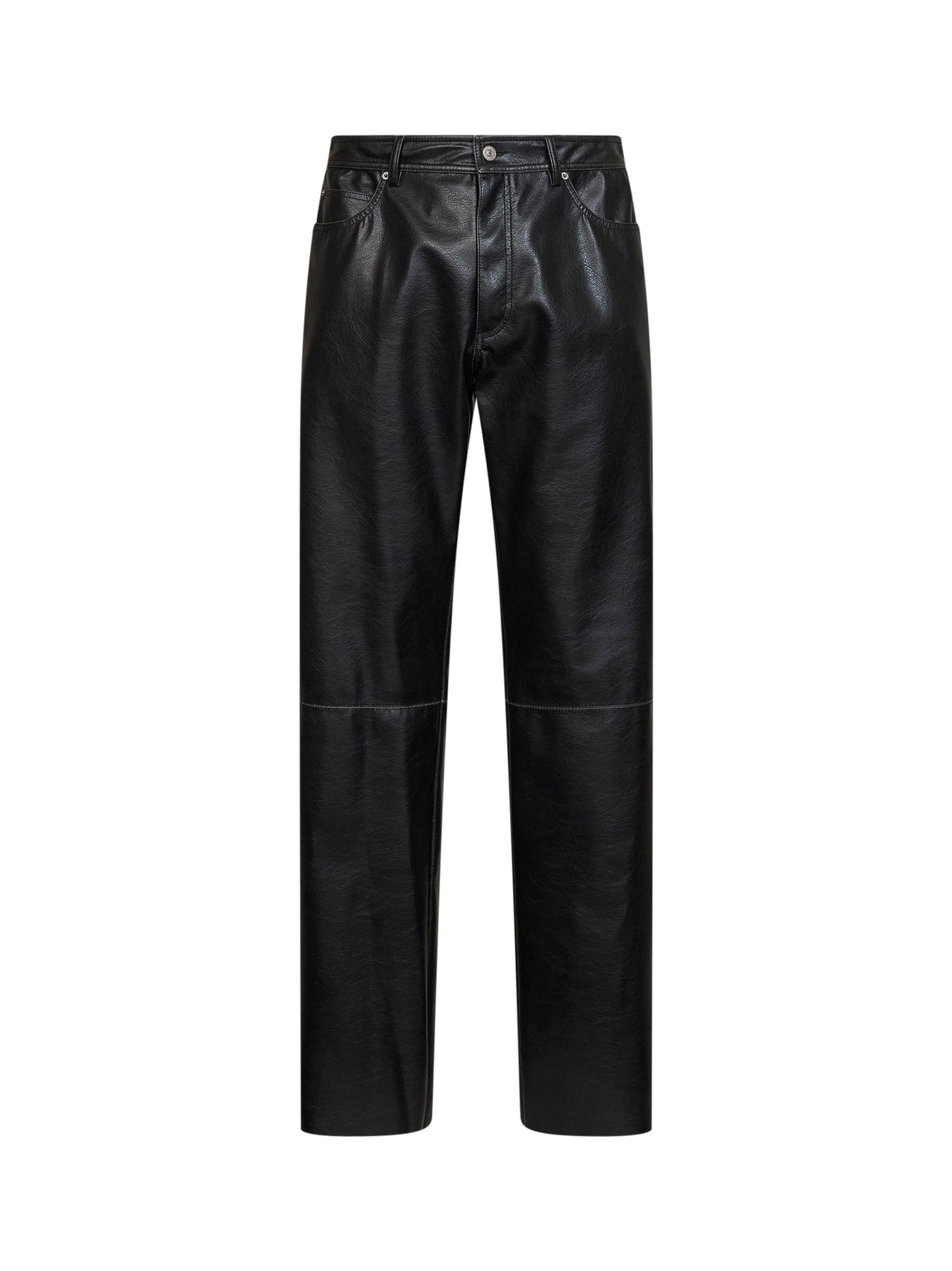 Pantaloni cinque tasche in ecopelle nera