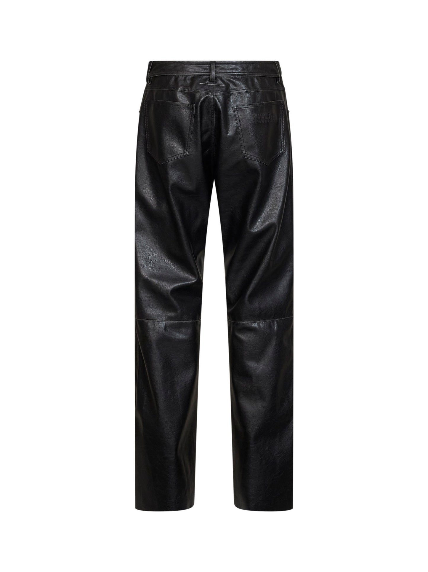 Pantaloni cinque tasche in ecopelle nera