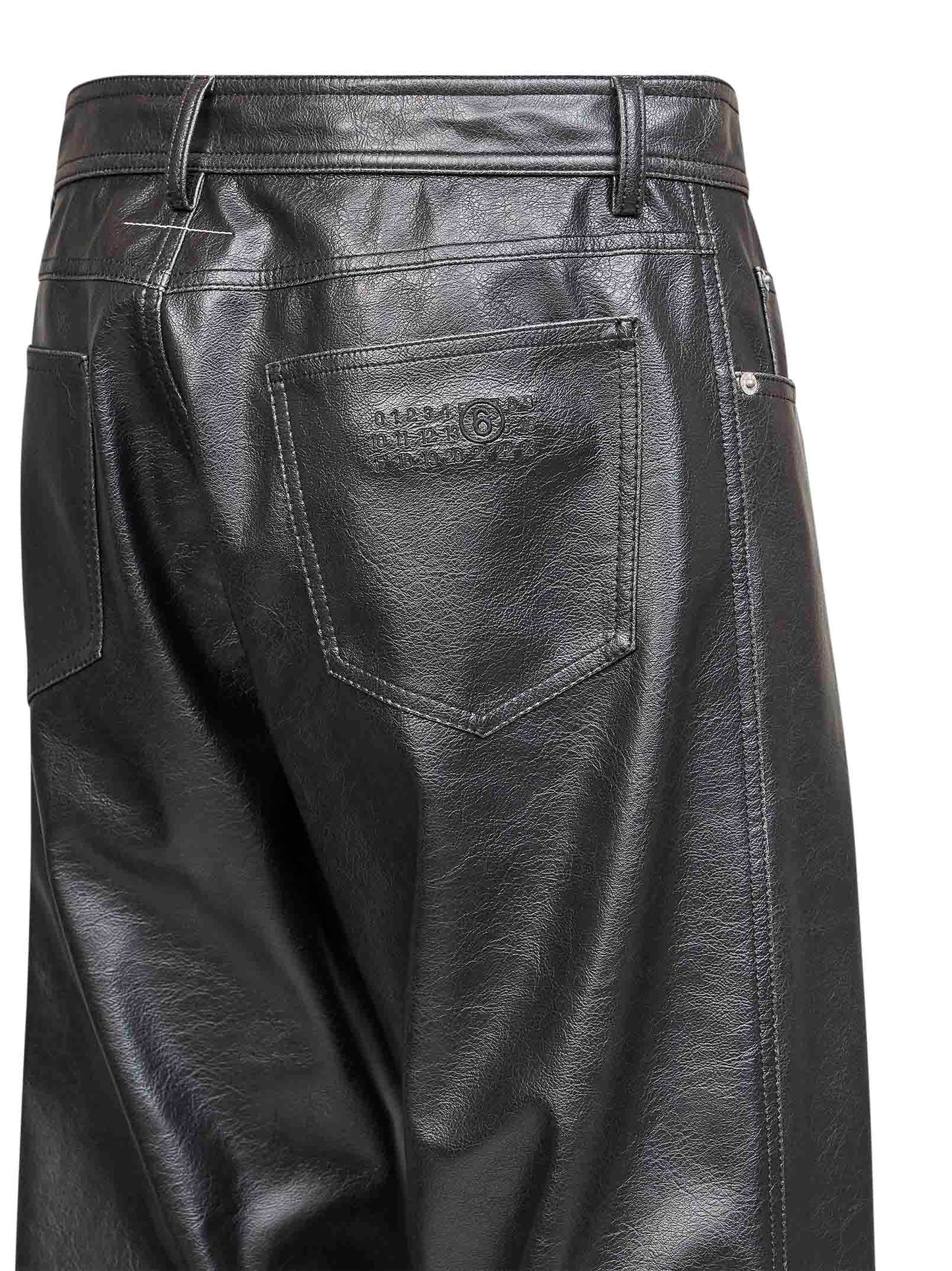 Pantaloni cinque tasche in ecopelle nera