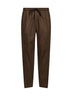 Brown mélange wool-blend drawstring trousers