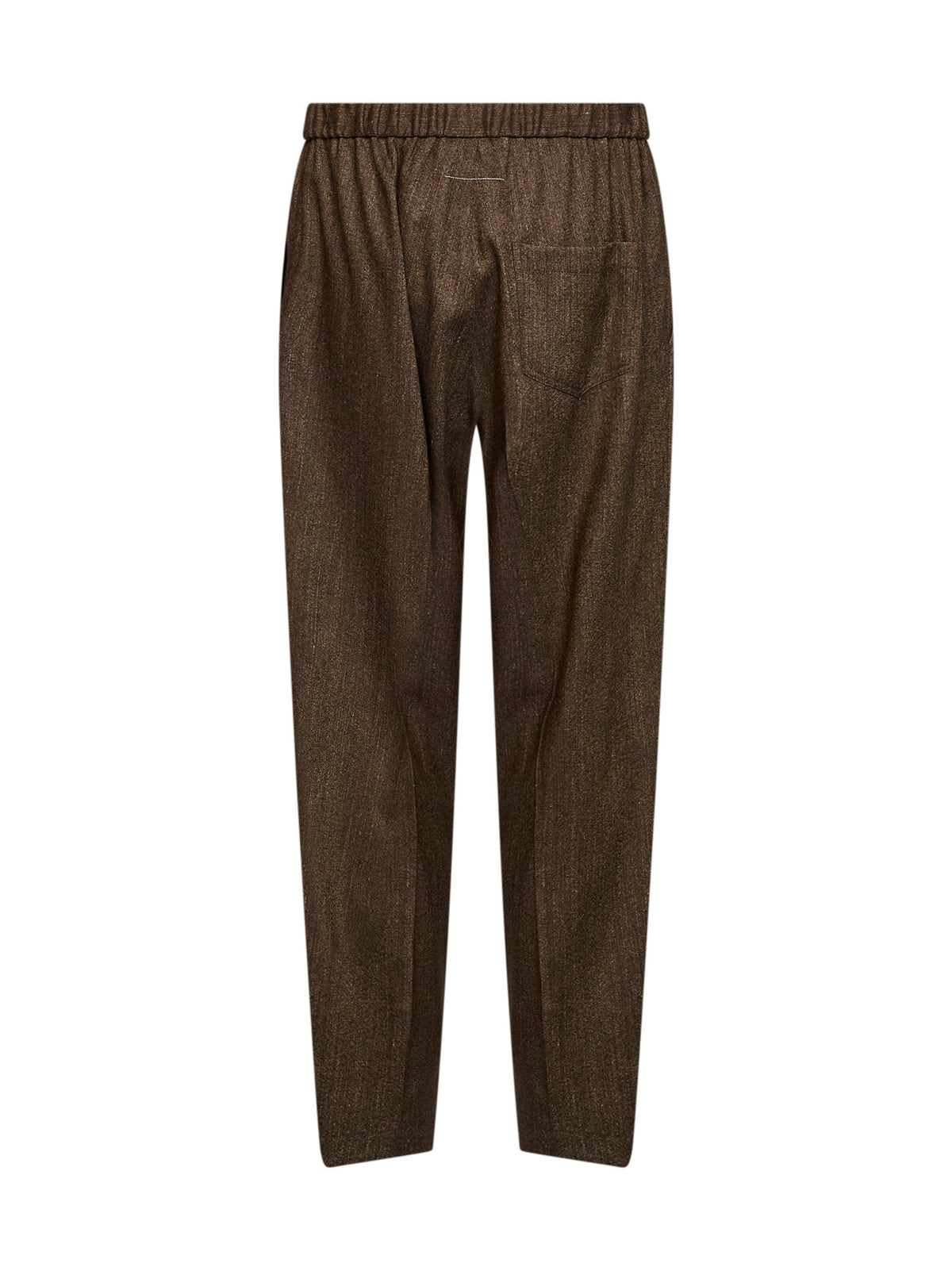 Brown mélange wool-blend drawstring trousers