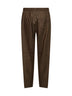Brown mélange wool-blend drawstring trousers