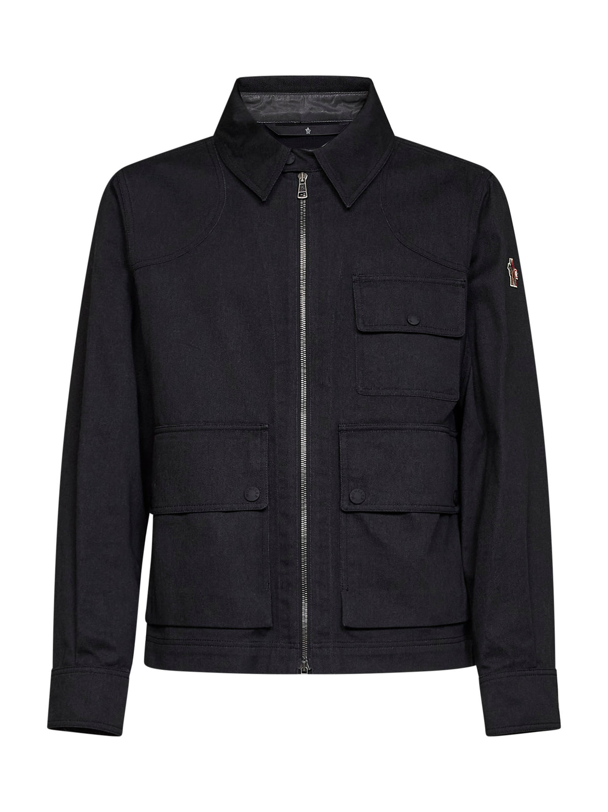 Black cotton twill overshirt