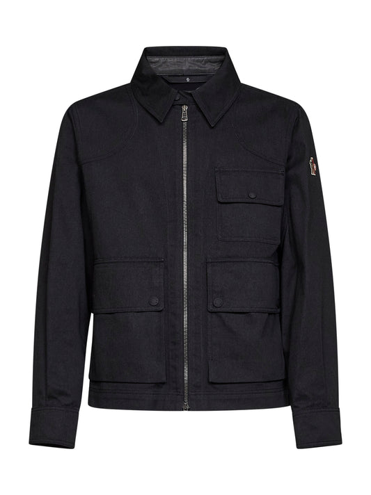 Black cotton twill overshirt