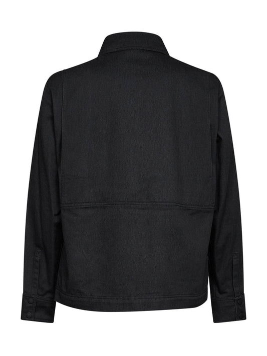 Black cotton twill overshirt