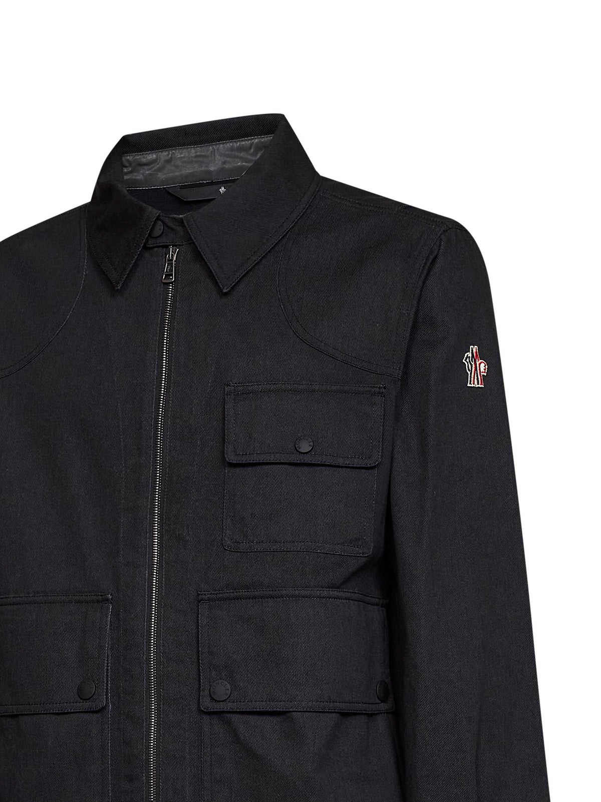 Black cotton twill overshirt