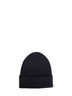 Black wool beanie with logo patch
