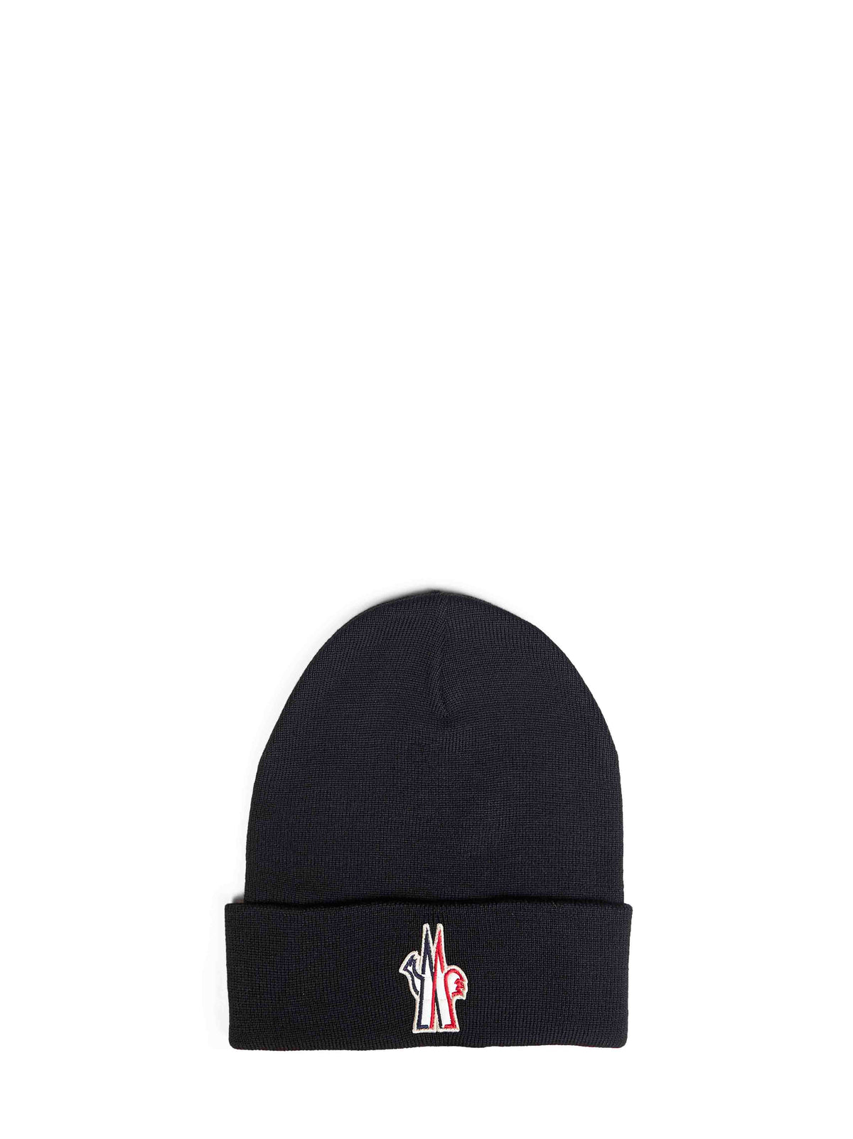 Berretto in lana nera con patch logo