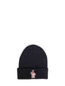 Berretto in lana nera con patch logo