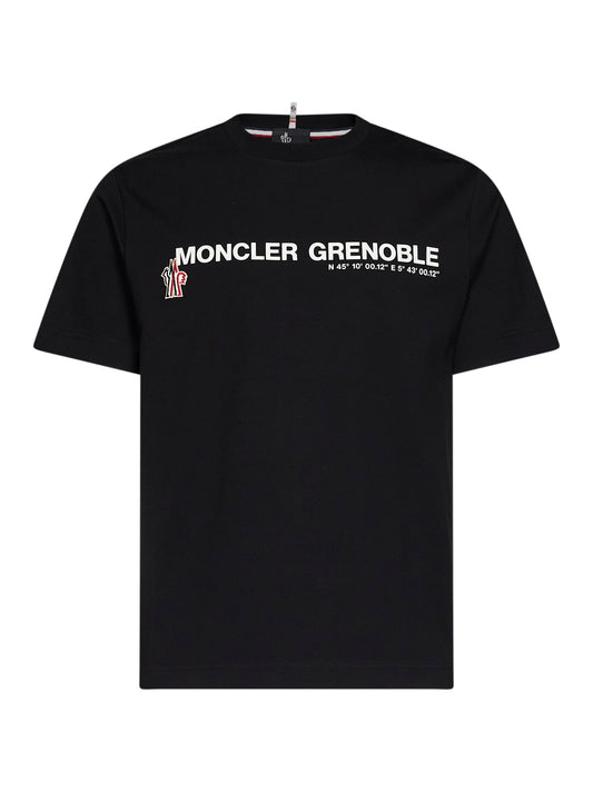 Black stretch cotton jersey logo T-shirt