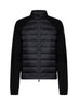 Black wool-blend zip-up padded cardigan