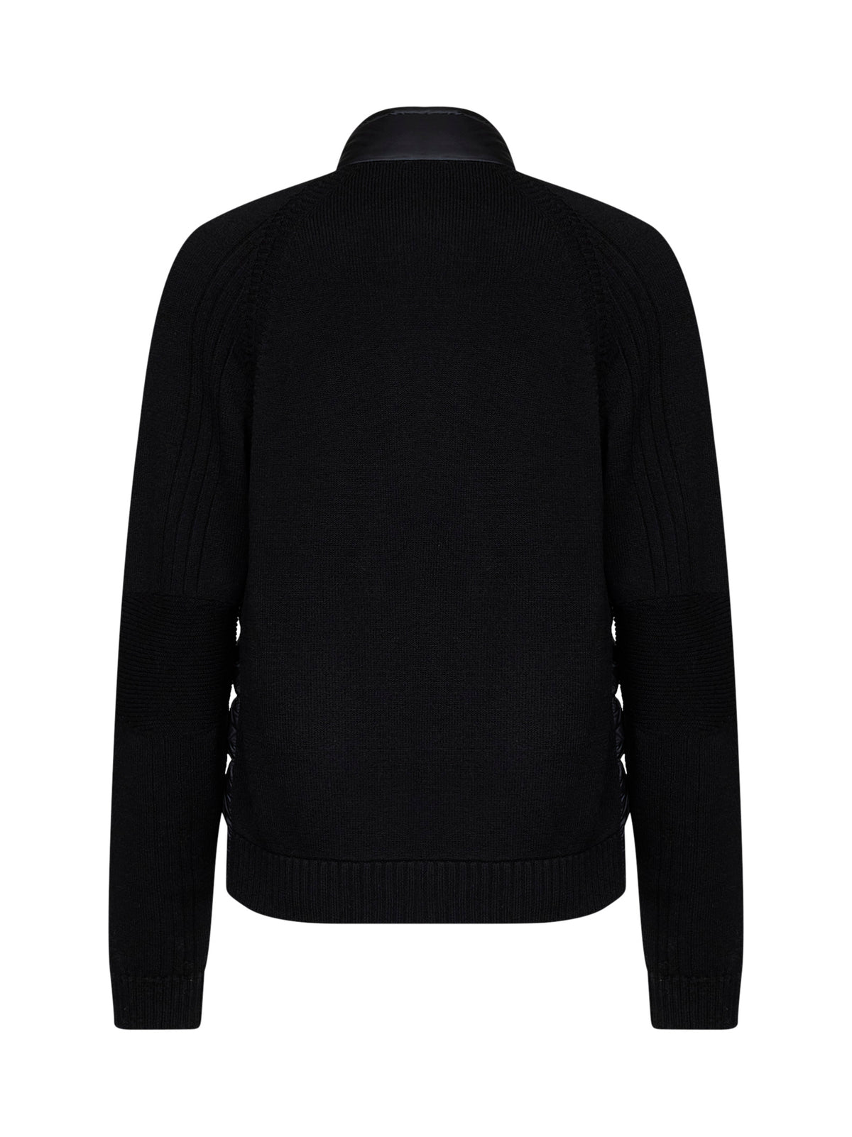 Black wool-blend zip-up padded cardigan