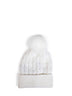 Ivory cable-knit wool pom-pom beanie