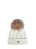 White cable-knit wool and cashmere blend pom-pom beanie