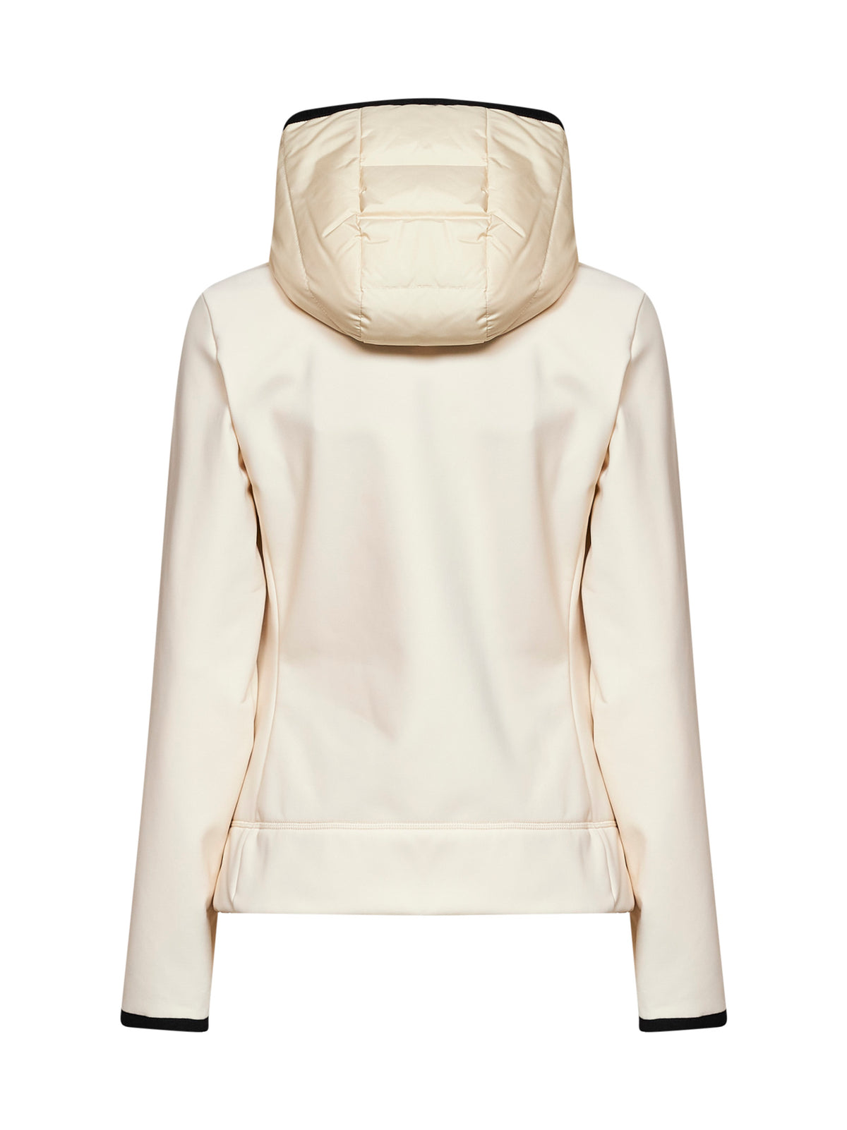 Felpa imbottita con zip e cappuccio bianco avorio