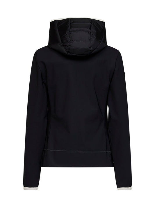 Felpa imbottita con zip e cappuccio nera