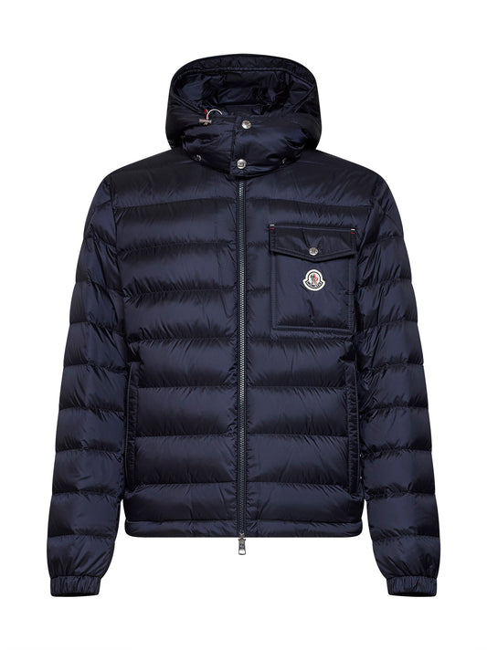Blue Verith short hooded down jacket