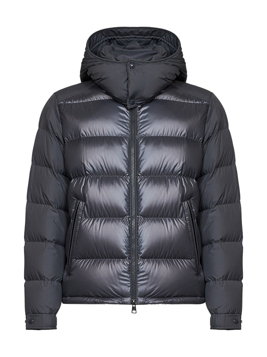 Dark grey Moncler Maya short hooded down jacket
