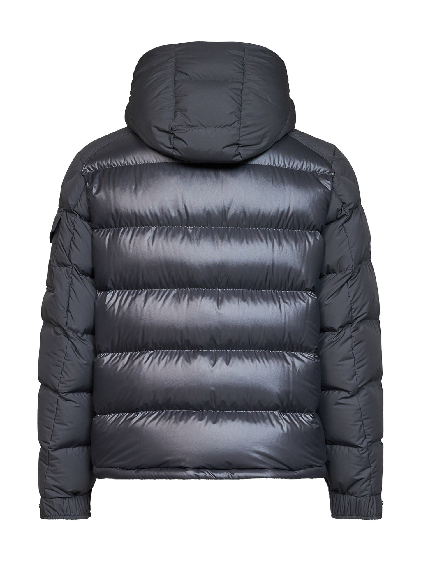 Piumino corto con cappuccio Moncler Maya grigio scuro