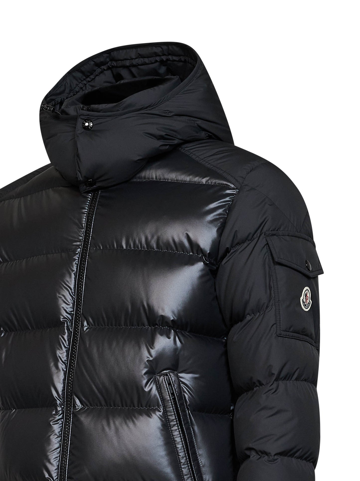Piumino corto con cappuccio Moncler Maya nero
