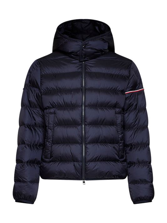 Blue Ravenlock short hooded down jacket