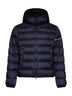 Blue Ravenlock short hooded down jacket