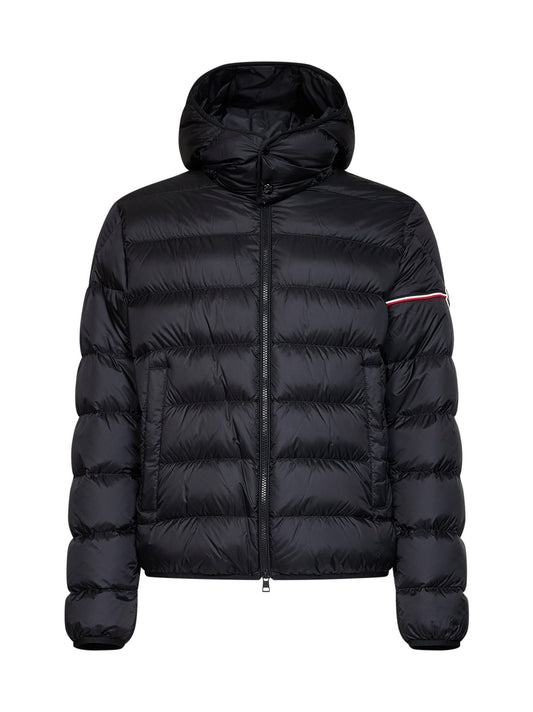 Black Ravenlock short hooded down jacket