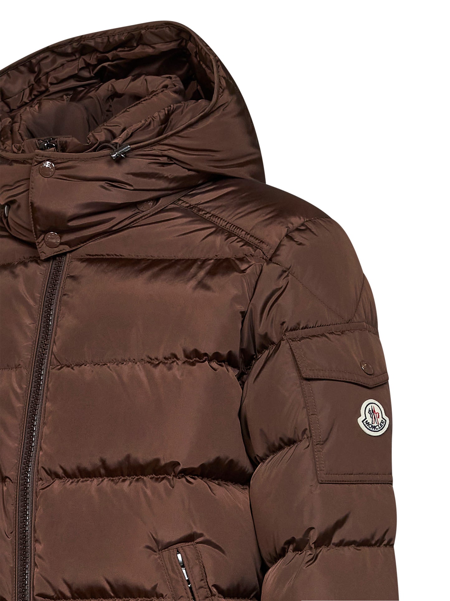 Brown Moncler Maya matte short hooded down jacket