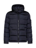 Blue Moncler Maya matte short hooded down jacket