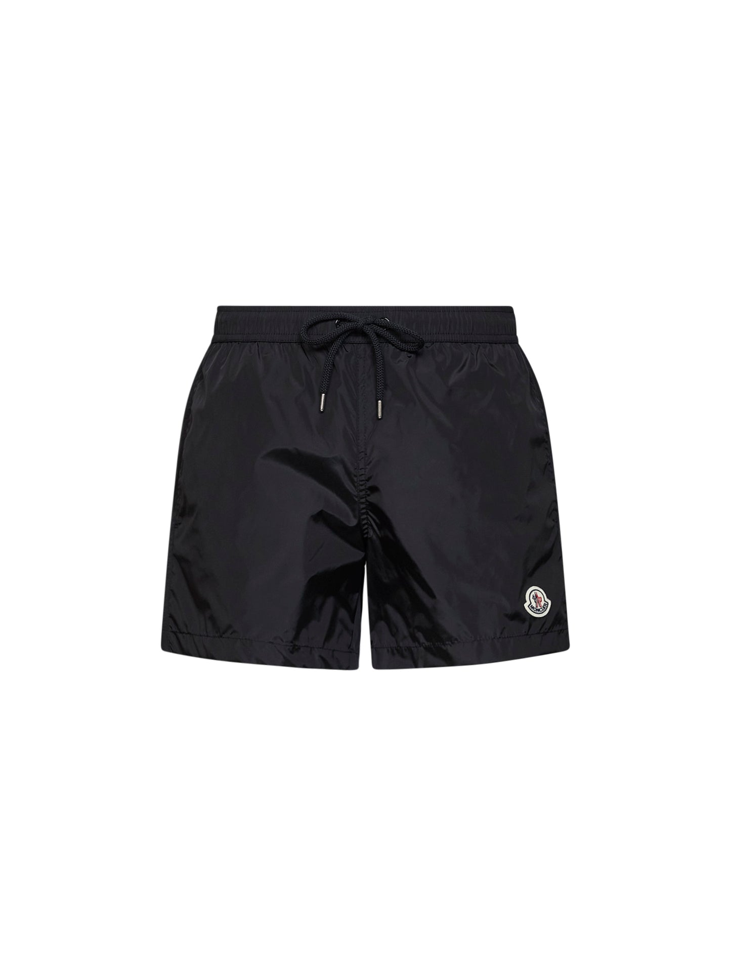 Black nylon technique swim shorts with logo patch
