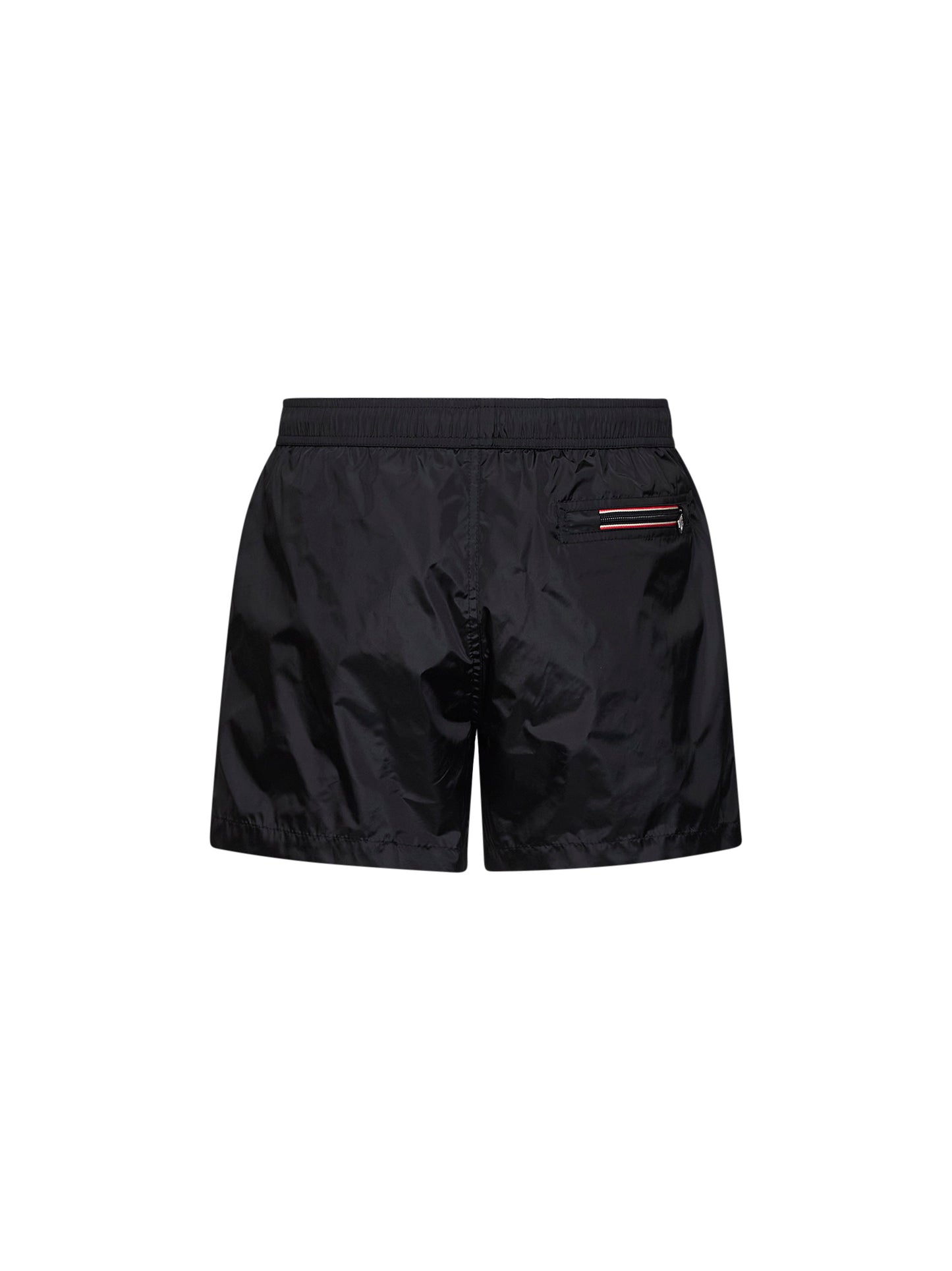 Black nylon technique swim shorts with logo patch