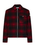 Red check wool-blend jersey zip-up overshirt