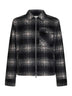 Overshirt con zip in jersey di misto lana a quadri nero