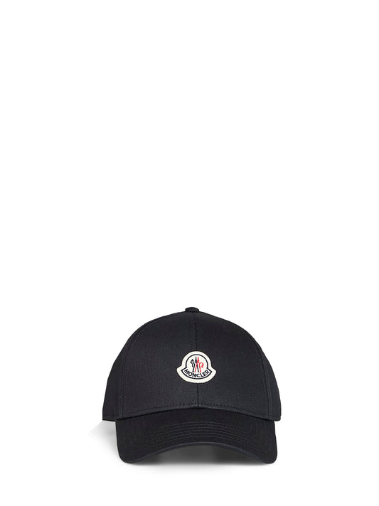 Black cotton gabardine baseball cap<BR/>