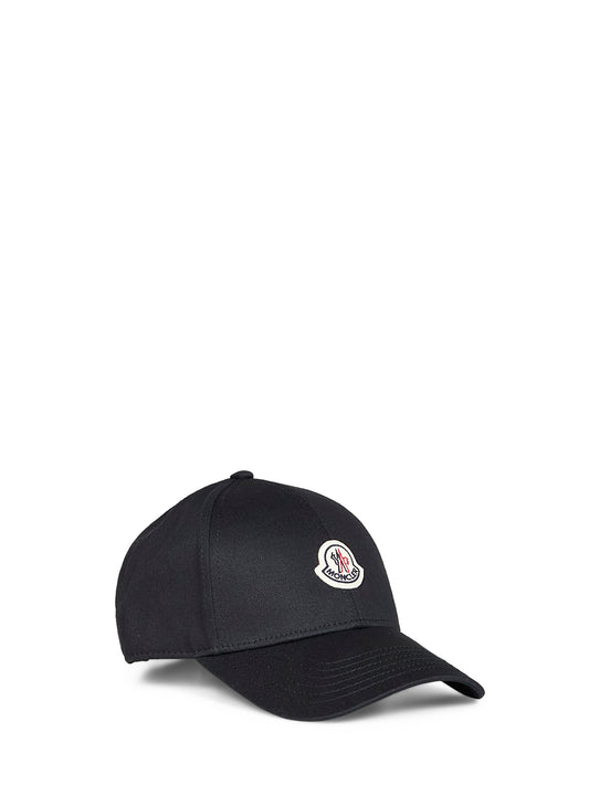 Black cotton gabardine baseball cap<BR/>