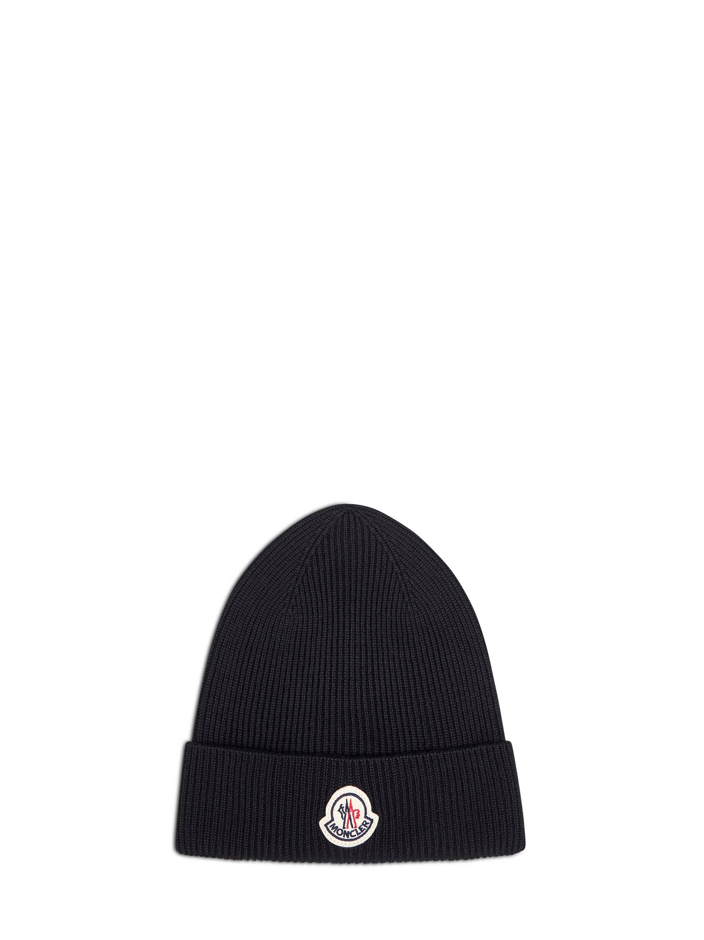 Berretto in lana extra fine a costine nera con logo