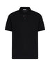 Polo in piquet di cotone nero con logo