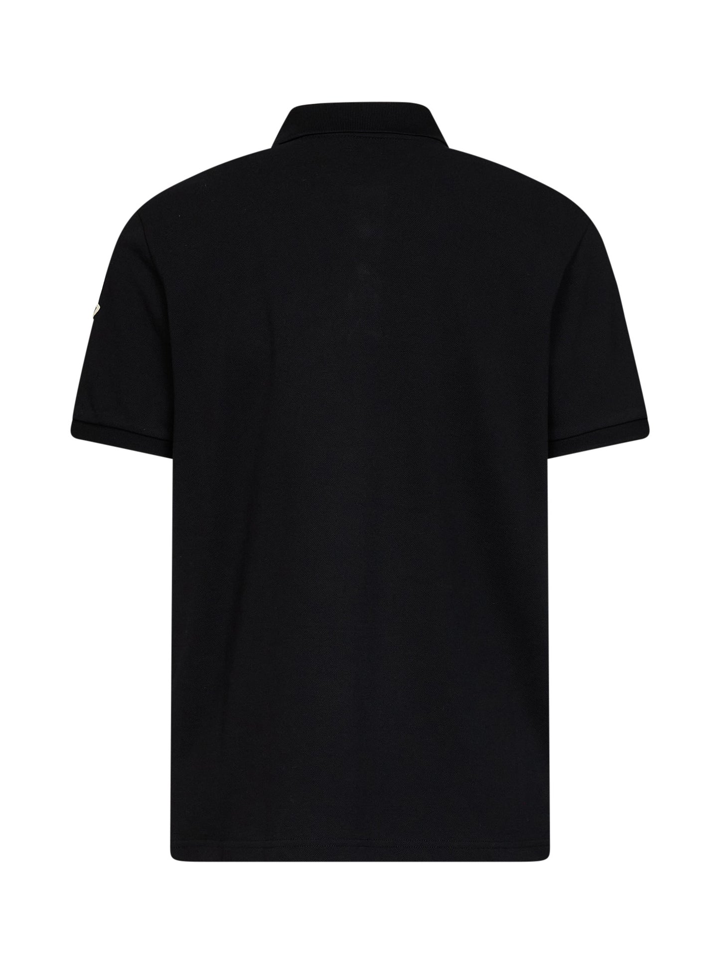 Polo in piquet di cotone nero con logo