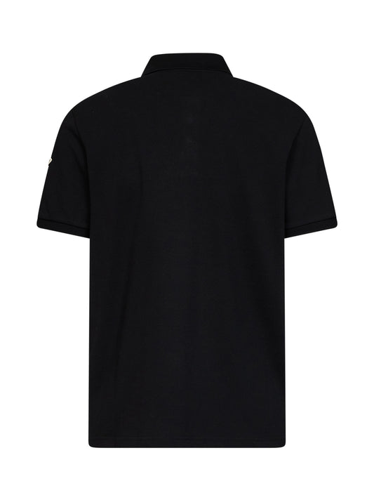 Black cotton piqué polo shirt with logo