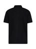 Polo in piquet di cotone nero con logo