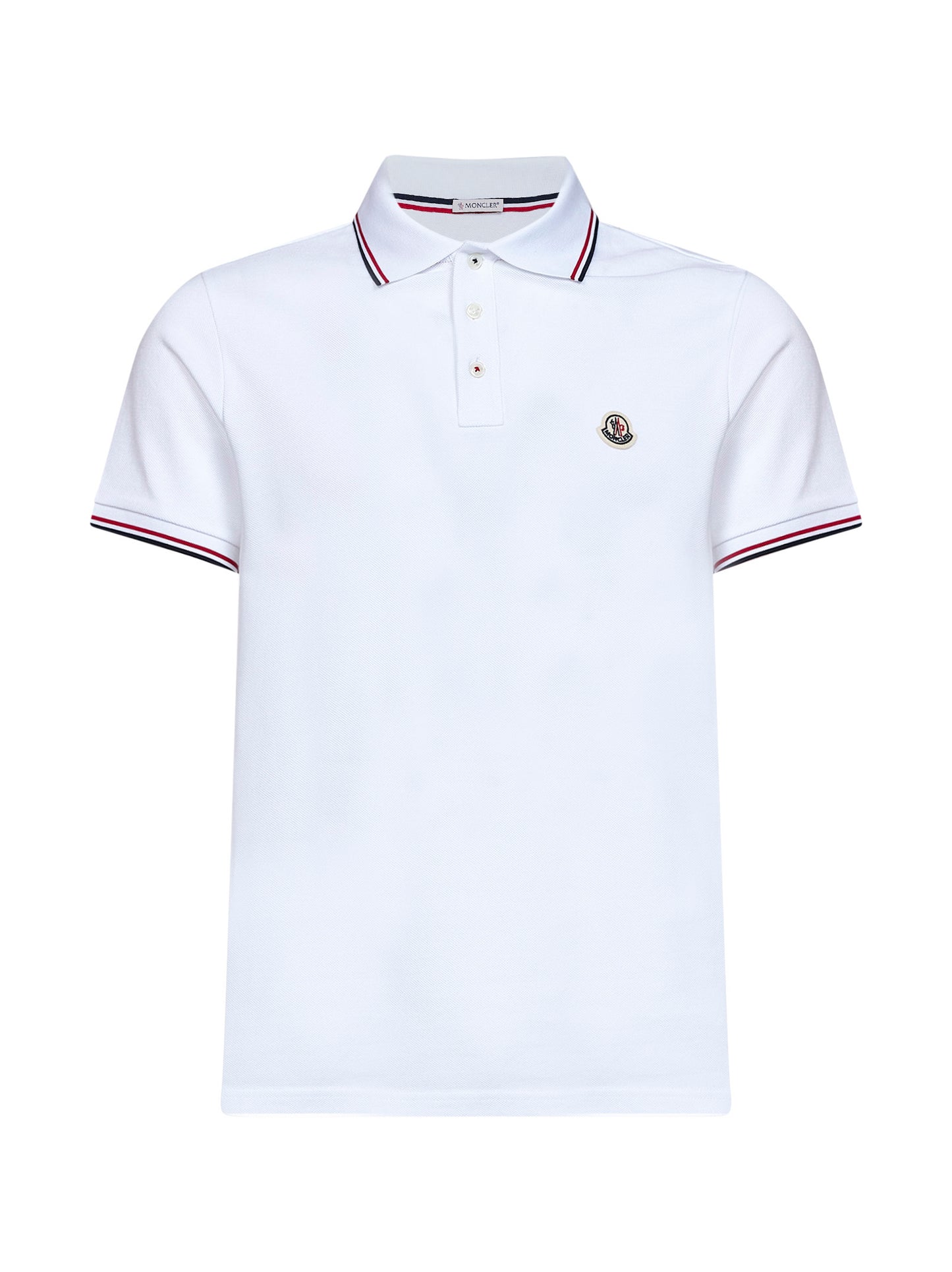 Polo in piquet di cotone bianco con finiture tricolore