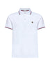 Polo in piquet di cotone bianco con finiture tricolore