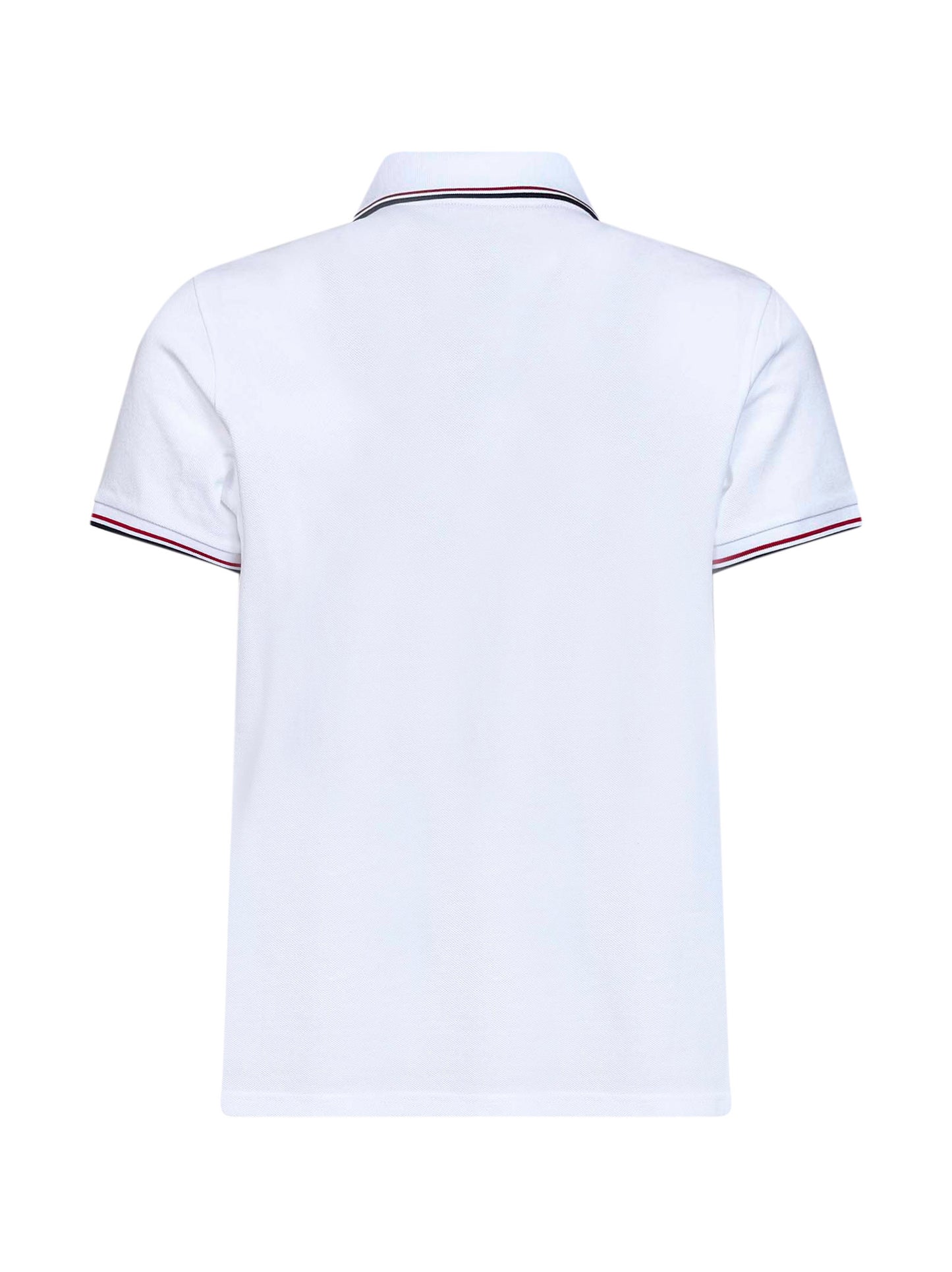 Polo in piquet di cotone bianco con finiture tricolore