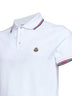 Polo in piquet di cotone bianco con finiture tricolore