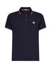 Blue cotton piqué polo shirt with tricolor trims