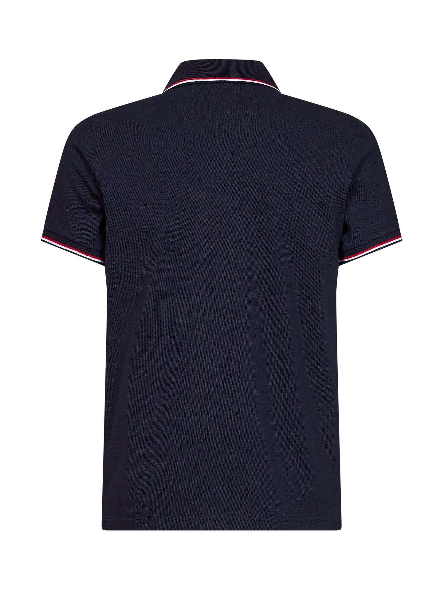 Blue cotton piqué polo shirt with tricolor trims