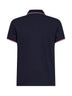 Blue cotton piqué polo shirt with tricolor trims